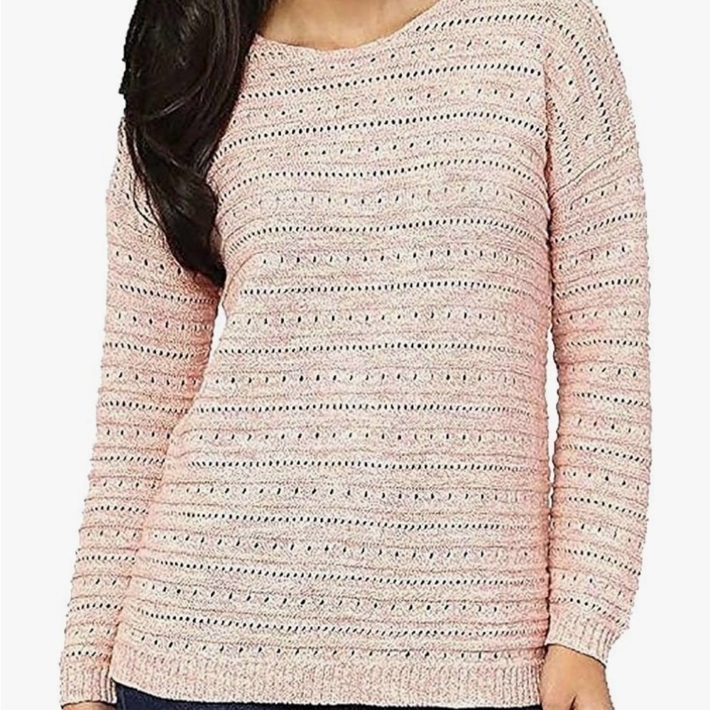 Leo & Nicole Women's Long Sleeve Pointelle Sweater Pueblo Rose Size: Small